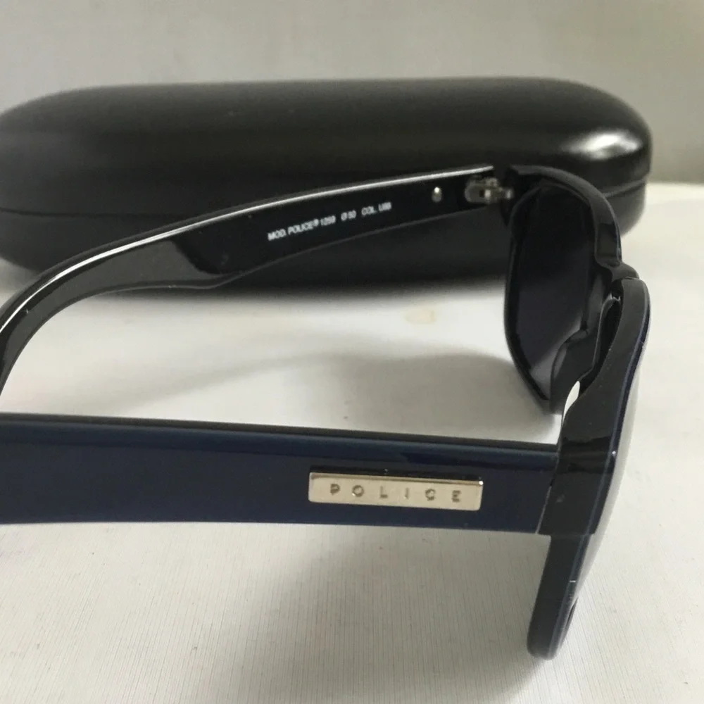 Police Navy Blue Sunglasses with Black Case
